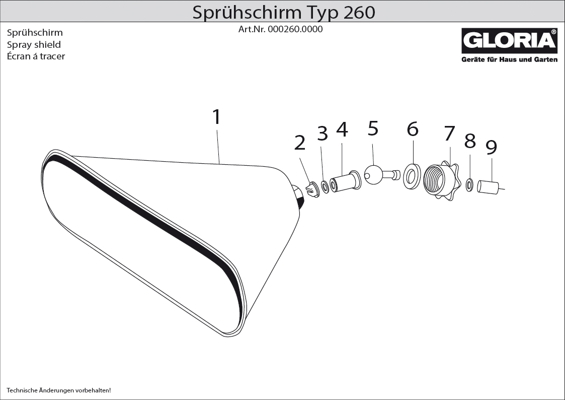 Spray shield type 260 (Spare parts)